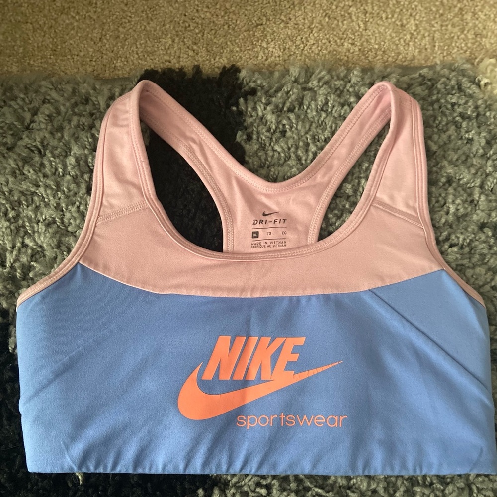 Pink and blue girls sports bra Nike